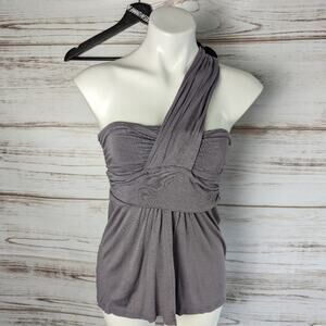 Ella Moss Drape Gray One Shoulder Tank Blouse sz Small